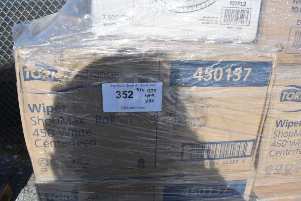 30 BRAND NEW! Items Including Three 450137 Tork Wiper ShopMax Roll 450 White Centerfeed, Two 500L1020B Choice Black Hot Paper Cup Travel Lid for 10-24 oz. Standard Cups and 8 oz. Squat Cups - 1000/Case, 500TO10103 Choice 10" x 10" x 3" Microwaveable 1-Compartment Black / Clear Plastic Hinged Container - 100/Case, 433910P 9" White Uncoated Paper Plate, 128HD16COMBO ChoiceHD 16 oz. Microwavable Translucent Plastic Deli Container and Lid Combo Pack - 240/Case, 760SOUP8MP Choice 8 oz. Medley Double Poly-Coated Paper Soup / Hot Food Cup with Vented Paper Lid - 250/Case. 30 Times Your Bid! - Image 12 of 16