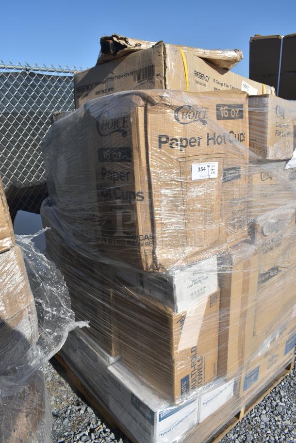 32 BRAND NEW! Items Including 129MCS24B Choice 24 oz. Black Rectangular Microwavable Heavy Weight Container with Lid 8" x 5 1/4" x 2" - 150/Case, 600TB3018G Regency 30" x 18" 18-Gauge 304 Stainless Steel Equipment Filler Table with Backsplash and Galvanized Undershelf, 50016W Choice 16 oz. White Poly Paper Hot Cup - 1000/Case, 50010DWALLW Choice 10 oz. White Smooth Double Wall Paper Hot Cup - 500/Case, 612FS7800 Choice Full Size Foil Steam Table Pan Medium. 32 Times Your Bid! - Image 2 of 15