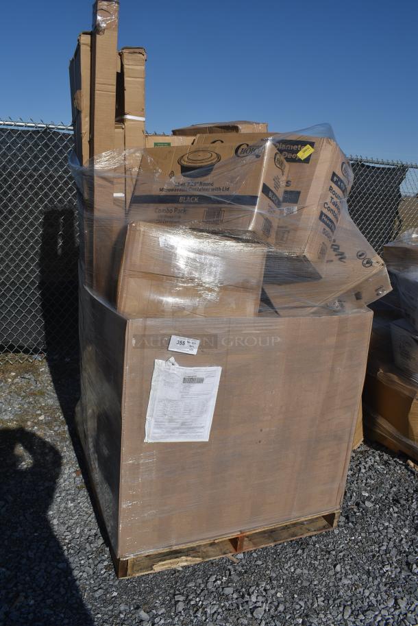 16 BRAND NEW! Items Including 760SOUP16WB Choice 6 - 16 oz. White Paper Soup / Hot Food Cup Vented Lid - 1000/Case, Two 460EG2472 Regency 24 x 72 Green Wire Shelf, 129MCR32B Choice 32 oz. Black Round Microwavable Heavy Weight Container with Lid 7 1/4" - 150/Case, 612558HD Choice 8 Round Heavy Weight Foil Take Out Pan. 16 Times Your Bid! - Image 1 of 12