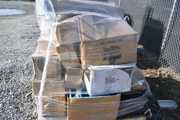 17 BRAND NEW! Items Including Beverage-Air 00C26S014A 6" Adjustable Legs for Beer Dispensers - 4/Set 18500C26014A, 5539222B Acopa Covella 22 oz. Burgundy Wine Glass - 12/Case, Beverage-Air 00C06-003A 6" Adjustable Legs for Milk Coolers - 4/Set 18500C06003A, 347FC2P4 Visions 4 oz. Clear 2-Piece Plastic Champagne Glass - 360/Case, 130BKFKSNSPH CUTLERY PACK HVY WGHT FKSNSP BLACK 500. 17 Times Your Bid! - Image 2 of 13