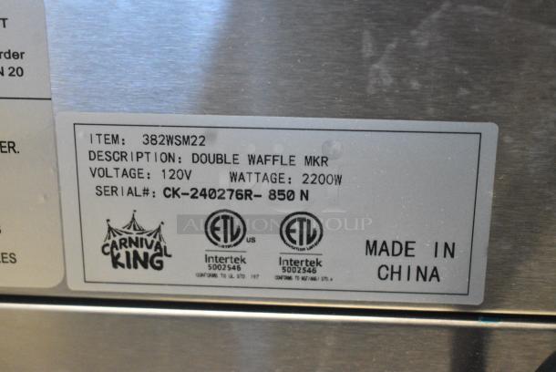 BRAND NEW SCRATCH AND DENT! Carnival King 382WSM22 Stainless Steel Non-Stick Double Waffle Maker with Timers. 120 Volts, 1 Phase. Tested and Working! - Image 10 of 10