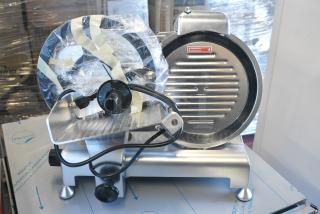 BRAND NEW SCRATCH AND DENT! Avantco 177SL310 Metal Commercial Countertop Meat Slicer w/ Blade Sharpener. 110-120 Volts, 1 Phase. Tested and Working!