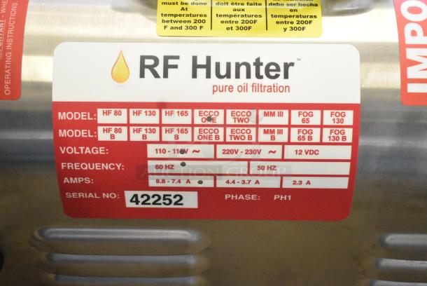 BRAND NEW SCRATCH AND DENT! RF Hunter HF130 130 Lb Fryer Oil Filter, Mobile, Gravity Drain - Image 8 of 8