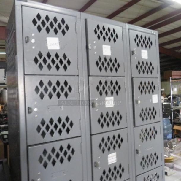 One Gray Metal Locker System With 18 Lockers. 36X18X78 - Image 2 of 2