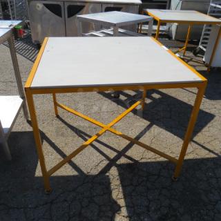 One Metal Table With Removable Cutting Board Type Top. 36X36X31