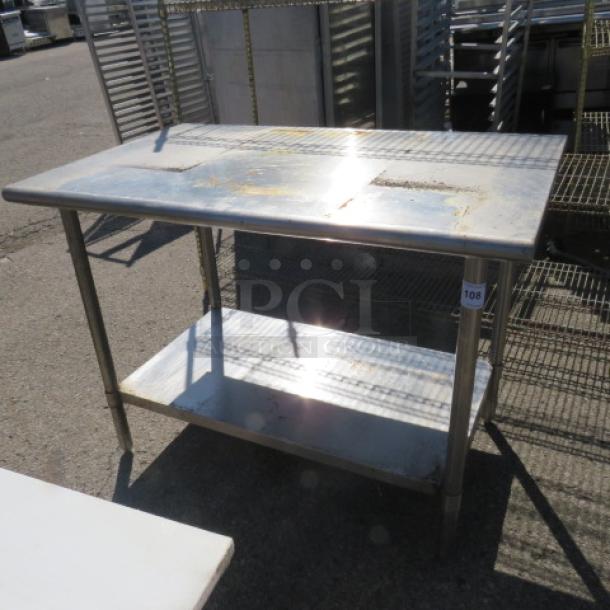 One Stainless Steel Table With SS Under Shelf. 48X30X36 - Image 1 of 1