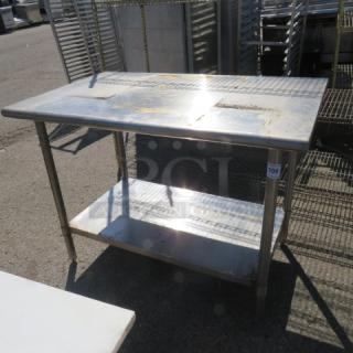 One Stainless Steel Table With SS Under Shelf. 48X30X36