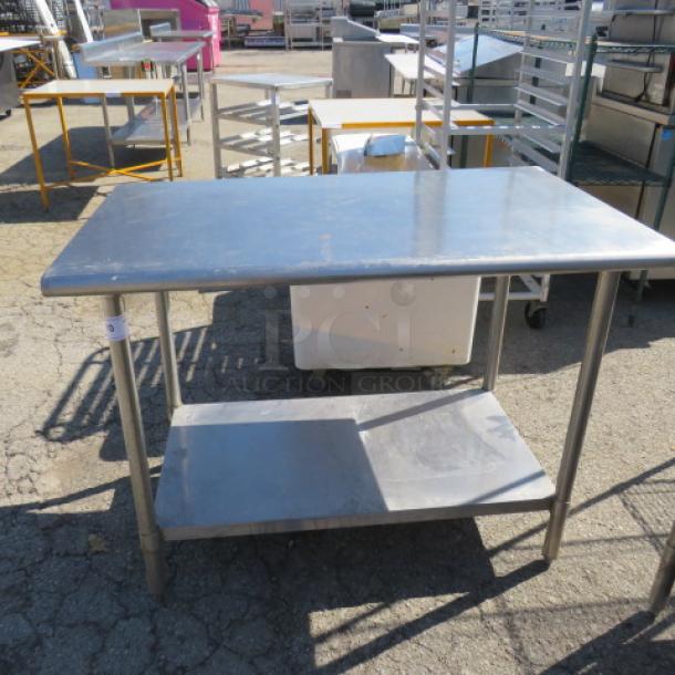 One Stainless Steel Table With SS Under Shelf. 48X30X36 - Image 1 of 1