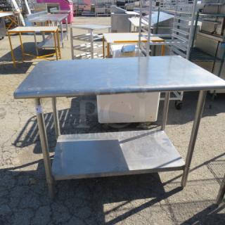 One Stainless Steel Table With SS Under Shelf. 48X30X36