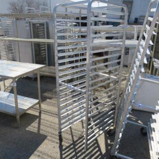 One Aluminum Speed Rack On Casters. Missing 1 Caster. 20X26X70