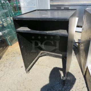 One Metal Trash Receptacle. 27X24X39