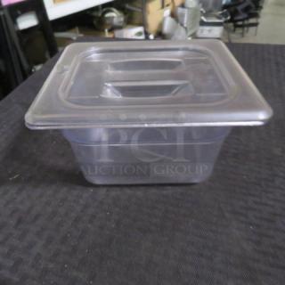 One 1/6 Size 4 Inch Deep Food Storage Container With Lid.