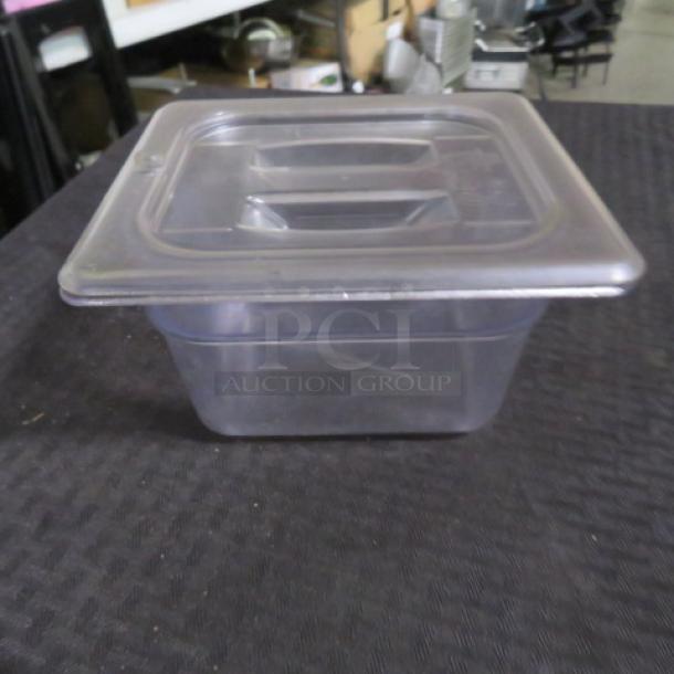 One 1/6 Size 4 Inch Deep Food Storage Container With Lid. - Image 1 of 1