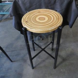 Unique Wooden/Metal Bar Height Stool. 2XBID