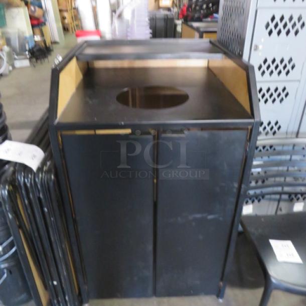 One 2 Door Wooden/Metal Trash Receptacle. 29X34X46 - Image 1 of 4
