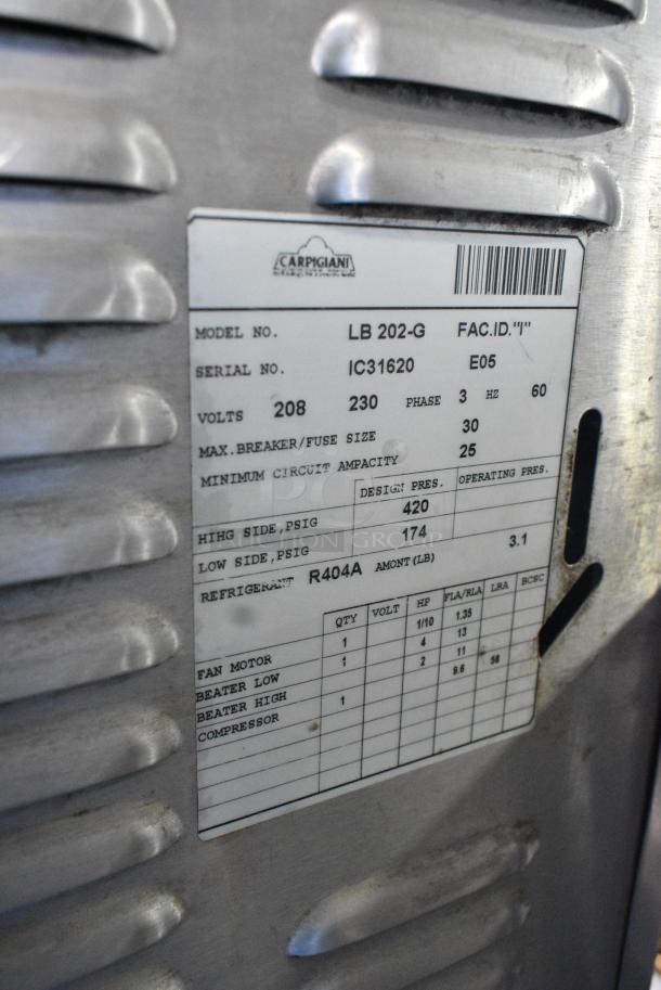 Carpigiani LB 202-G Stainless Steel Commercial Floor Style Air Cooled Batch Freezer. 208/230 Volts, 3 Phase. - Image 10 of 10