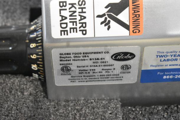 BRAND NEW SCRATCH AND DENT! 2021 Globe S13A-51 Stainless Steel Commercial Countertop Meat Slicer w/ Blade Sharpener. 110 Volts, 1 Phase. Tested and Working! - Image 6 of 6