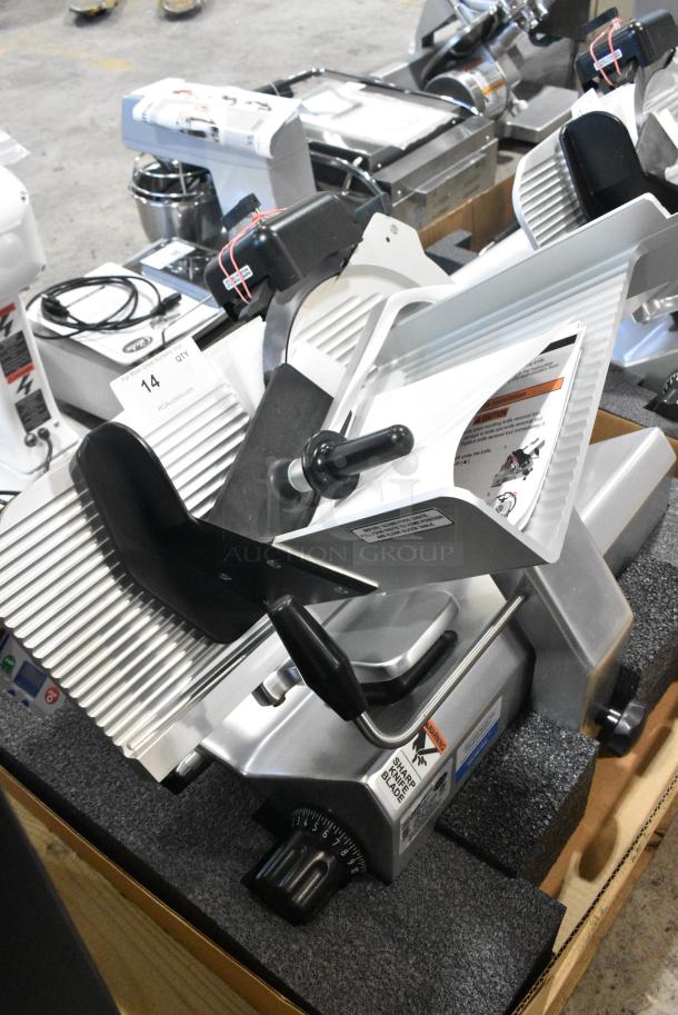 BRAND NEW SCRATCH AND DENT! 2021 Globe S13A-51 Stainless Steel Commercial Countertop Meat Slicer w/ Blade Sharpener. 110 Volts, 1 Phase. Tested and Working! - Image 4 of 8