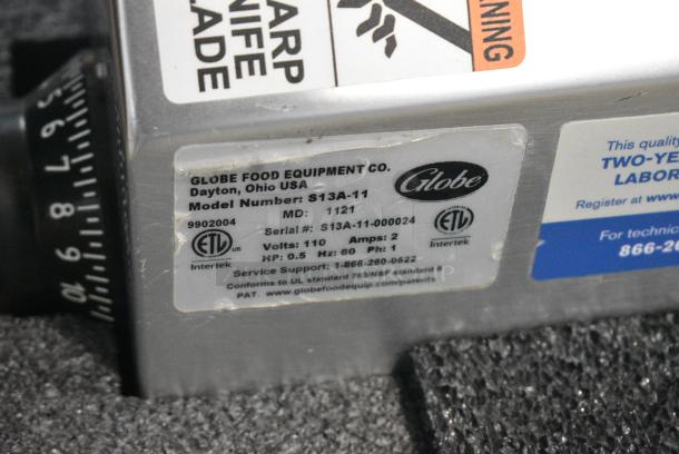 BRAND NEW SCRATCH AND DENT! 2021 Globe S13A-51 Stainless Steel Commercial Countertop Meat Slicer w/ Blade Sharpener. 110 Volts, 1 Phase. Tested and Working! - Image 8 of 8