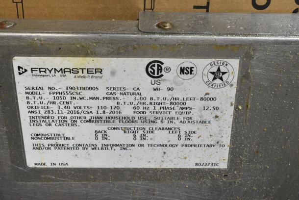 2019 Frymaster FPPH555CSC Stainless Steel Commercial Natural Gas Powered 5 Bay Deep Fat Fryer w/ Filtration System on Commercial Casters. 80,000 BTU. - Image 14 of 14