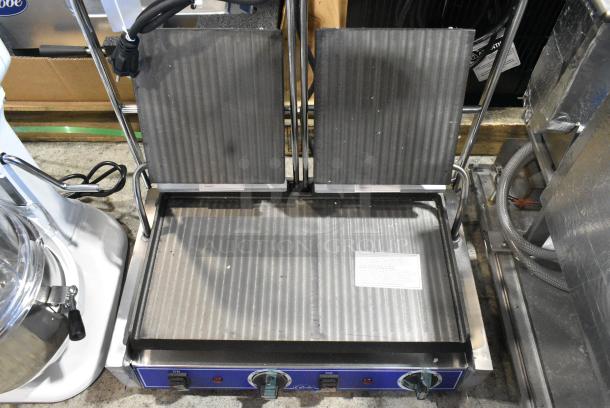 BRAND NEW SCRATCH AND DENT! 2021 Globe GSGDUE10 Stainless Steel Commercial Countertop Double Panini Press. 240 Volts, 1 Phase. - Image 5 of 7