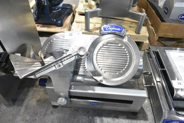BRAND NEW SCRATCH AND DENT! 2021 Globe Chefmate GC 512 Stainless Steel Commercial Countertop Meat Slicer w/ Blade Sharpener. 115 Volts, 1 Phase. Tested and Working! - Image 1 of 7