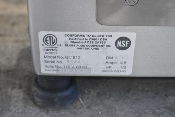 BRAND NEW SCRATCH AND DENT! 2021 Globe Chefmate GC 512 Stainless Steel Commercial Countertop Meat Slicer w/ Blade Sharpener. 115 Volts, 1 Phase. Tested and Working! - Image 7 of 7