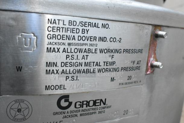 Groen AH/1E-40 Stainless Steel Commercial Floor Style Propane Gas Powered 40 Gallon Steam Kettle. 85,000 BTU. Consignor States That Item Was Never Used - Image 10 of 11