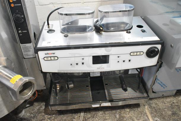 Schaerer Barista Metal Commercial Countertop 2 Group Automatic Espresso Machine w/ 2 Portafilters and 2 Hoppers. 208-240 Volts, 1 Phase. - Image 1 of 6
