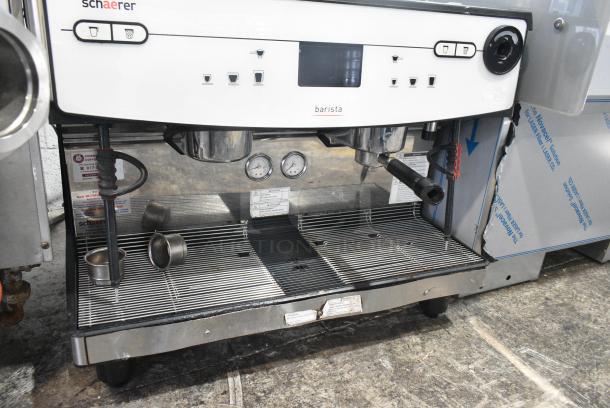 Schaerer Barista Metal Commercial Countertop 2 Group Automatic Espresso Machine w/ 2 Portafilters and 2 Hoppers. 208-240 Volts, 1 Phase. - Image 4 of 6