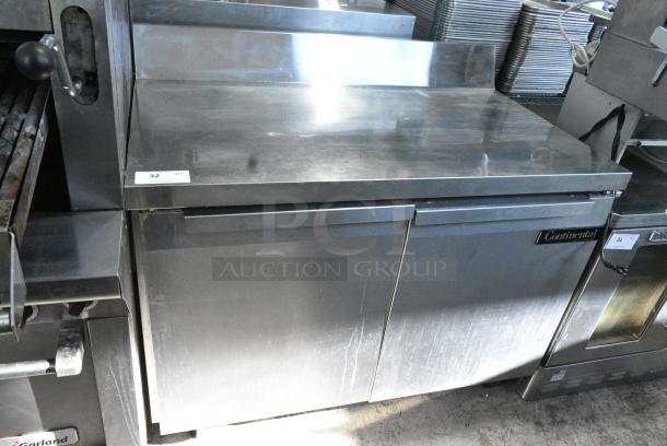 Continental SW48-BS Stainless Steel Commercial 2 Door Work Top Cooler on Commercial Casters. 115 Volts, 1 Phase. Tested and Powers On But Does Not Get Cold - Image 1 of 7
