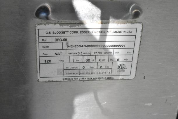 Blodgett DFG-50 Stainless Steel Commercial Countertop Natural Gas Powered Half Size Convection Oven w/ View Through Door, Metal Oven Racks and Thermostatic Controls. - Image 6 of 6