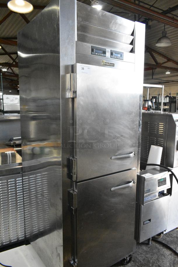 Traulsen RDT132WUT-HHS Stainless Steel Commercial 2 Half Size Door Reach In Cooler Freezer on Commercial Casters. 115 Volts, 1 Phase. Tested and Working! - Image 1 of 7