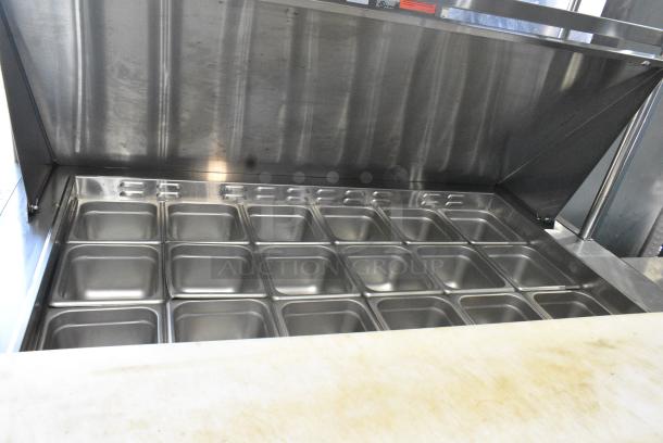 2021 Atosa MSF8306GR Stainless Steel Commercial Sandwich Salad Prep Table Bain Marie Mega Top w/ 2 Tier Over Shelf on Commercial Casters. 115 Volts, 1 Phase. Tested and Working! - Image 4 of 8