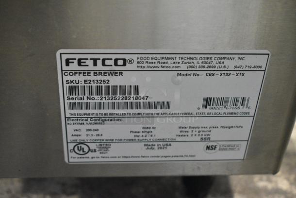Fetco CBS-2132-XTS Stainless Steel Commercial Countertop Double Coffee Machine w/ Hot Water Dispenser. 208-240 Volts, 1 Phase. - Image 8 of 8