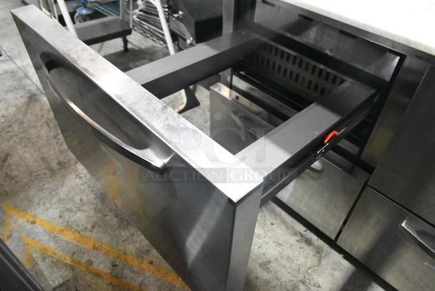 Turbo Air PST-72-30-D6-N Sandwich Salad Prep Table Bain Marie Mega Top w/ 6 Drawers on Commercial Casters. 115 Volts, 1 Phase. Tested and Working! - Image 4 of 13