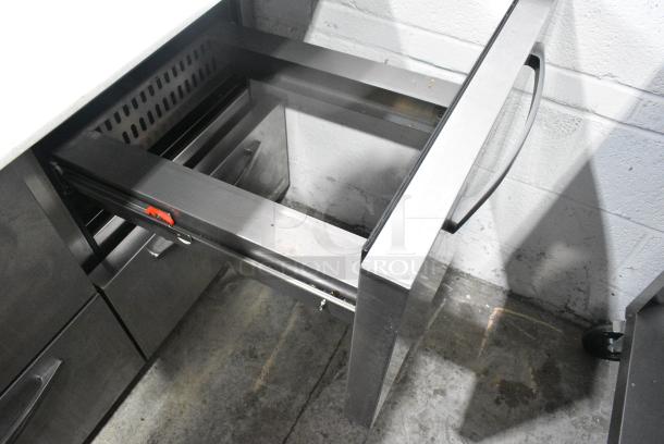 Turbo Air PST-72-30-D6-N Sandwich Salad Prep Table Bain Marie Mega Top w/ 6 Drawers on Commercial Casters. 115 Volts, 1 Phase. Tested and Working! - Image 8 of 13