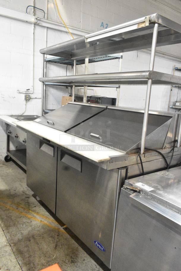 2021 Atosa MSF8307GR Stainless Steel Commercial Sandwich Salad Prep Table Bain Marie Mega Top on Commercial Casters. 115 Volts, 1 Phase. Tested and Working! - Image 1 of 9