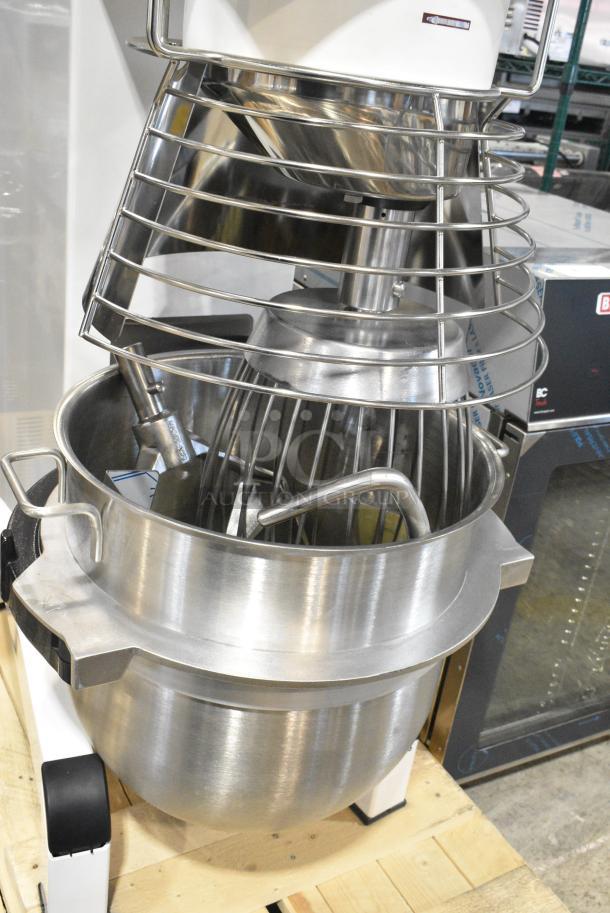BRAND NEW SCRATCH AND DENT! 2022 Varimixer V60A Metal Commercial Floor Style 60 Quart Planetary Dough Mixer w/ Stainless Steel Mixing Bowl, Bowl Guard, Dough Hook, Paddle and Whisk Attachments. 208 Volts, 1 Phase. - Image 6 of 9