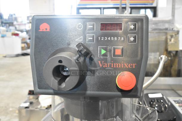 BRAND NEW SCRATCH AND DENT! 2022 Varimixer V20KF Metal Commercial Floor Style 20 Quart Planetary Dough Mixer w/ Stainless Steel Mixing Bowl, Bowl Dolly and Whisk Attachment. 120 Volts, 1 Phase. Tested and Working! - Image 4 of 8