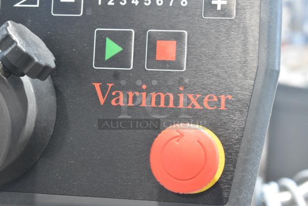 BRAND NEW SCRATCH AND DENT! 2022 Varimixer V20K Metal Commercial Floor Style 20 Quart Planetary Dough Mixer w/ Stainless Steel Mixing Bowl, Bowl Dolly and Whisk Attachment. 120 Volts, 1 Phase. Tested and Powers On But Parts Do Not Move - Image 4 of 9