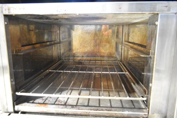 Radiance Stainless Steel Commercial Natural Gas Powered Flat Top Griddle w/ 2 Burners, 2 Ovens, Back Splash and Over Shelf. - Image 8 of 10