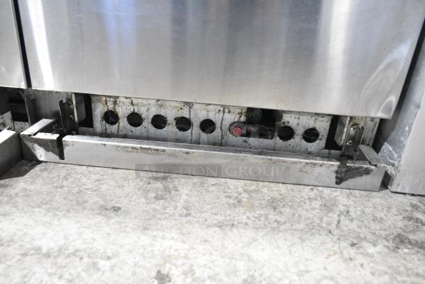 Radiance Stainless Steel Commercial Natural Gas Powered Flat Top Griddle w/ 2 Burners, 2 Ovens, Back Splash and Over Shelf. - Image 9 of 10