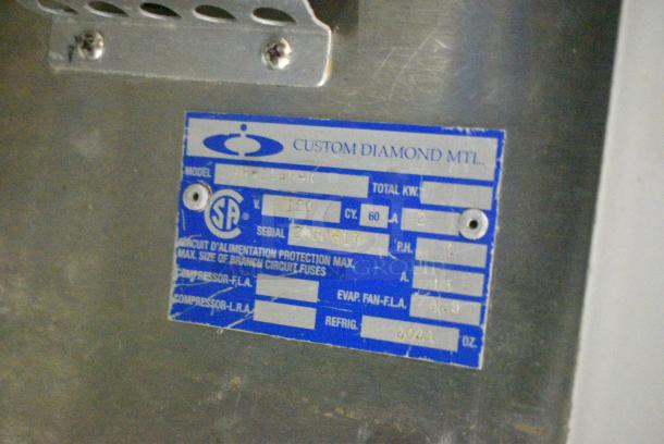 Custom Diamond RH-2448-R Stainless Steel Commercial Single Door and 3 Drawer Undercounter Cooler. 120 Volts, 1 Phase. Tested and Powers On But Does Not Get Cold - Image 7 of 8