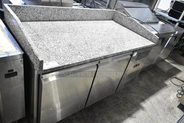 Omcan PT-CN-0393 Stainless Steel Commercial 2 Door Work Top Cooler w/ Stone Countertop. 115 Volts, 1 Phase. Tested and Working! - Image 1 of 8