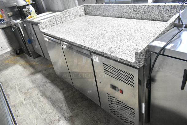 Omcan PT-CN-0393 Stainless Steel Commercial 2 Door Work Top Cooler w/ Stone Countertop. 115 Volts, 1 Phase. Tested and Working! - Image 2 of 8