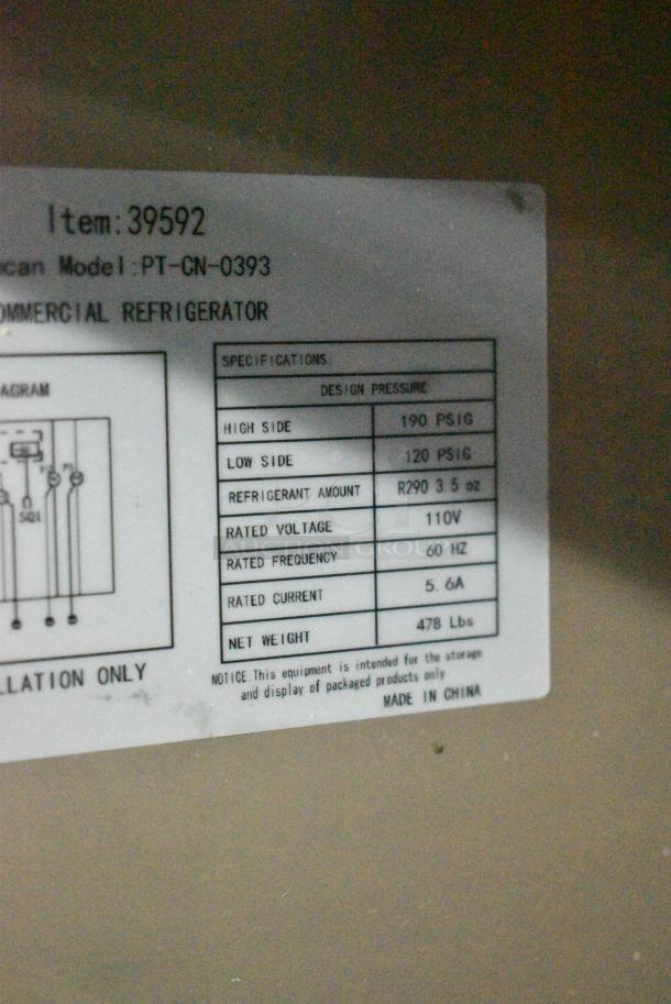 Omcan PT-CN-0393 Stainless Steel Commercial 2 Door Work Top Cooler w/ Stone Countertop. 115 Volts, 1 Phase. Tested and Working! - Image 8 of 8