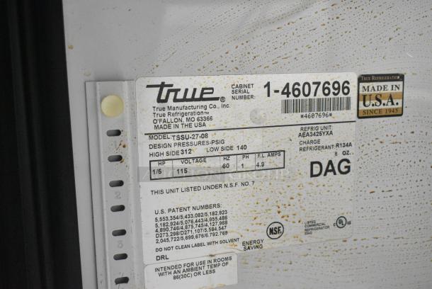 True TSSU-27-08 Stainless Steel Commercial Sandwich Salad Prep Table on Commercial Casters. Missing Mega Top. 115 Volts, 1 Phase. Tested and Working! - Image 9 of 9