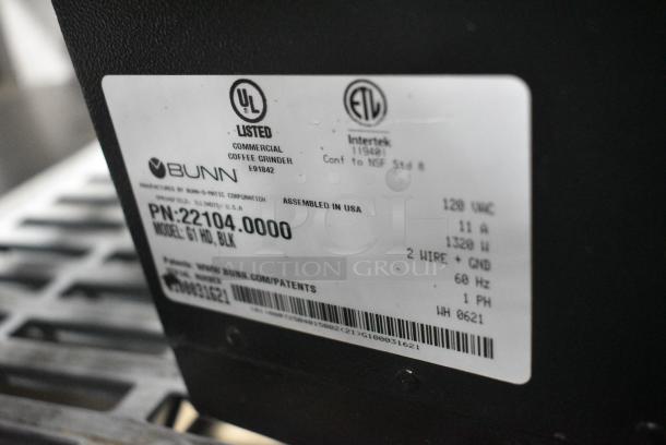 Bunn G1 HD Metal Commercial Countertop Coffee Bean Grinder. 120 Volts, 1 Phase. Tested and Working! - Image 6 of 6
