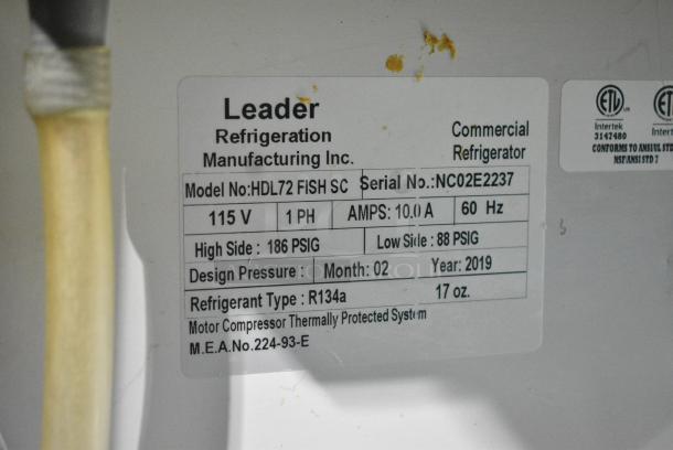 2019 Leader HDL72 FISH SC Metal Commercial Floor Style Deli Display Case Merchandiser. 115 Volts, 1 Phase. Tested and Working! - Image 4 of 4